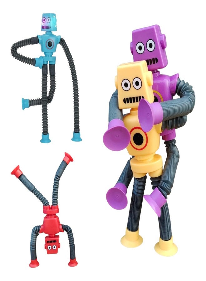 Samip Pop Tubes,Robotics Fidget Tubes Toddler Sensory Toys,Stimulating Creative Gifts,Suction Cup Pop Tube Robot Toy,Autism Sensory Toys,Fidget Toys,Led Robot Giraffe Toy (Pack Of 4,Robot)-Multicolor - Image 4